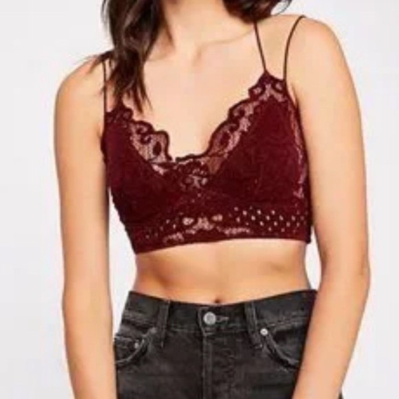 Free People FP One Flocked Velvet Bralette Smocked Crop Top Small - Picture 1 of 5